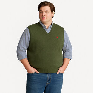 Polo Ralph Lauren Men’s XXL Khaki Olive Army Green Pima Cotton Knit Sweater Vest
